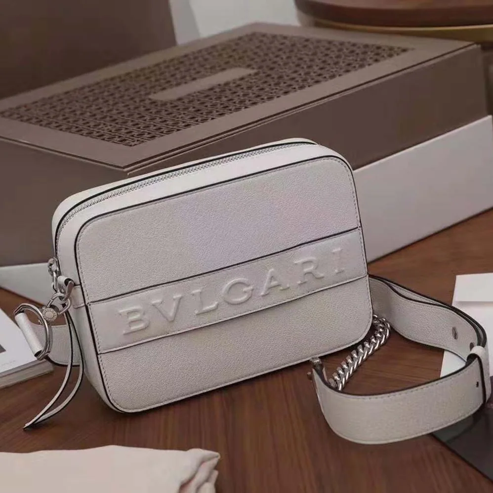 Bvlgari Bvlgari Logo Camera Bag in Calf Leather for Women in White Bvlgari Bvlgari Logo Camera Bag in Calf Leather for Women in White