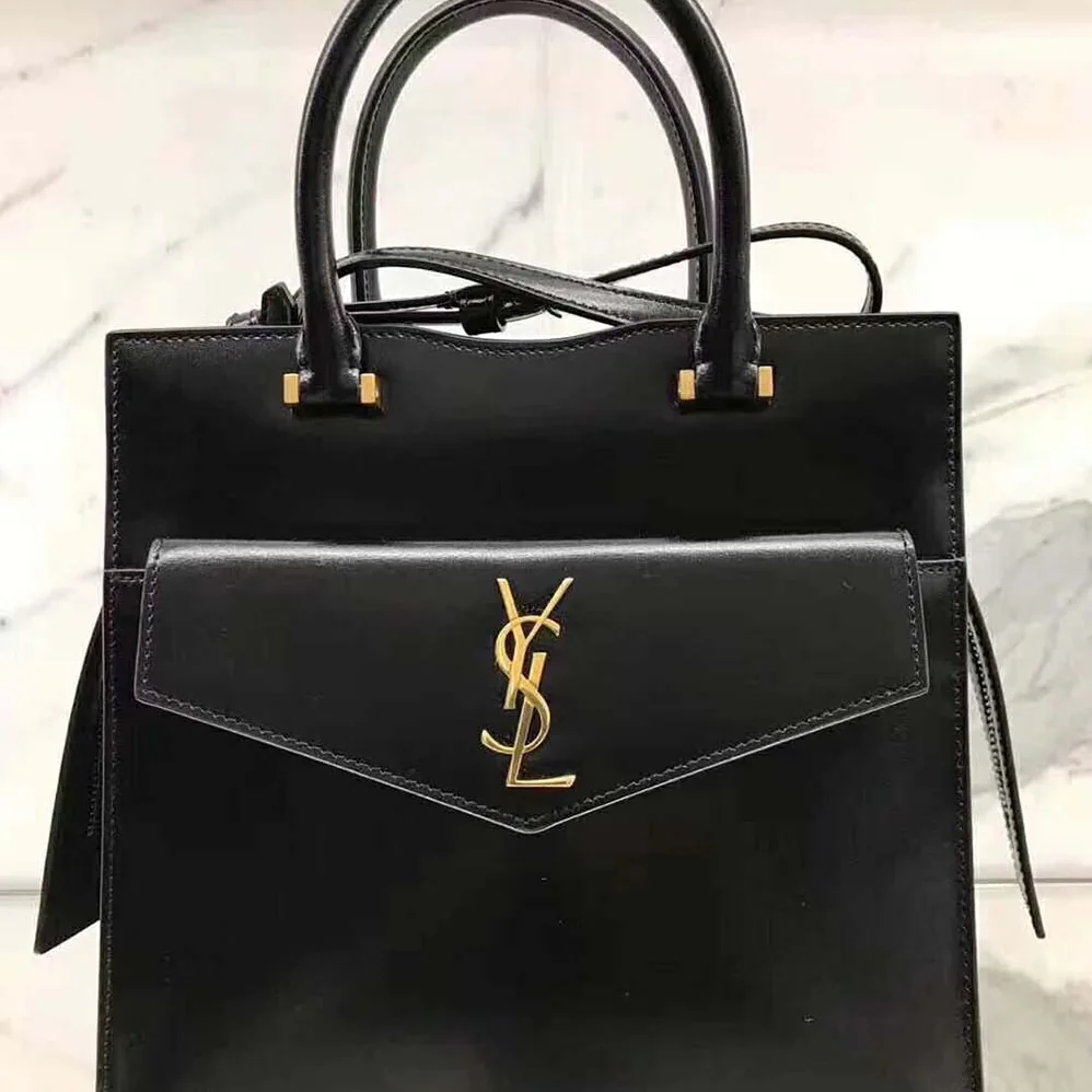 Saint Laurent YSL Uptown Small Tote Shiny Smooth Leather for Women in Black Saint Laurent YSL Uptown Small Tote Shiny Smooth Leather for Women in Black