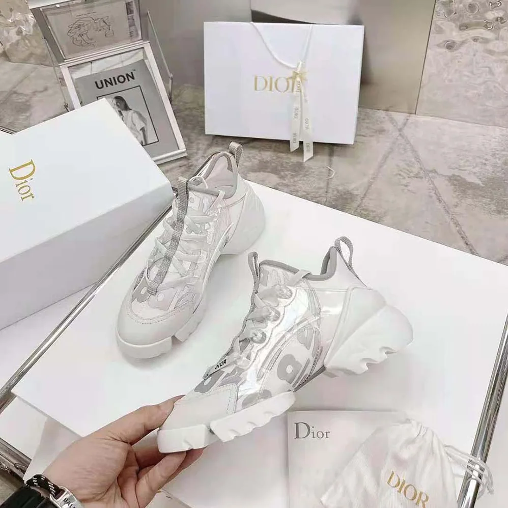 Dior D-connect Sneaker White Dior Spatial Printed Reflective Technical Fabric for Women Dior D-connect Sneaker White Dior Spatial Printed Reflective Technical Fabric for Women