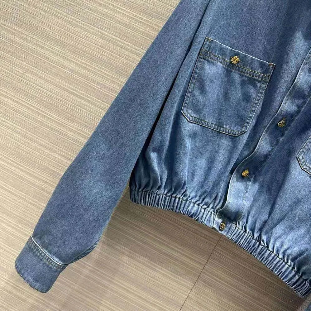 Celine Cropped Shirt in Union Ocean Wash Denim for Women