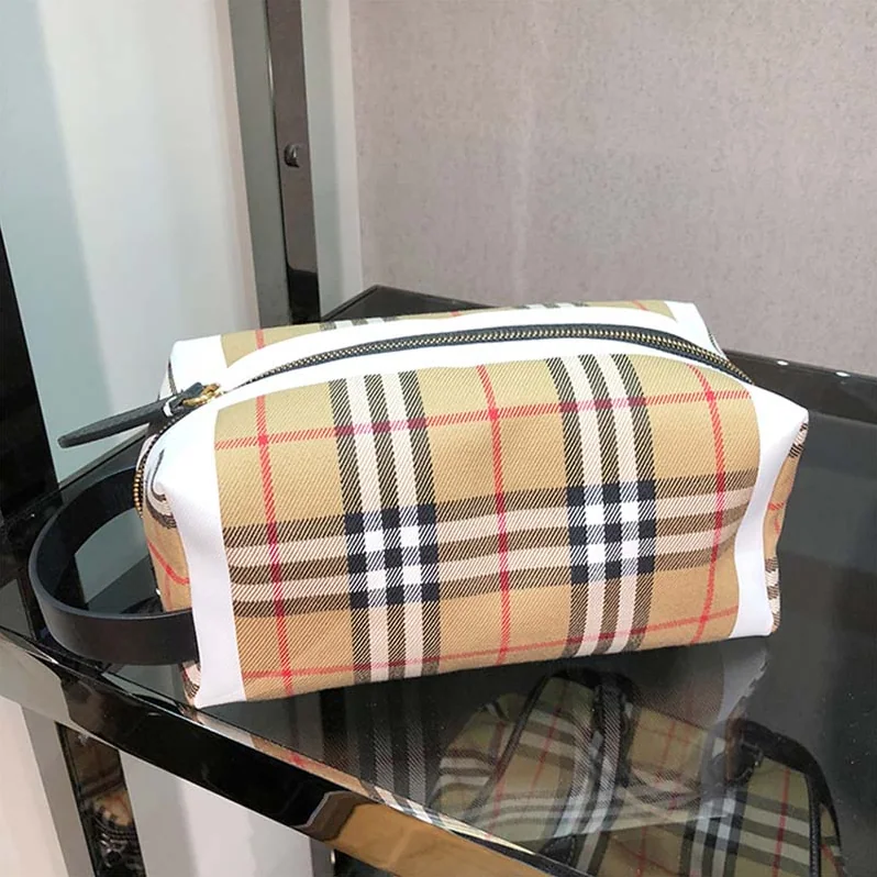 Burberry Vintage Check and Tartan Cotton Pouch for Women in Brown