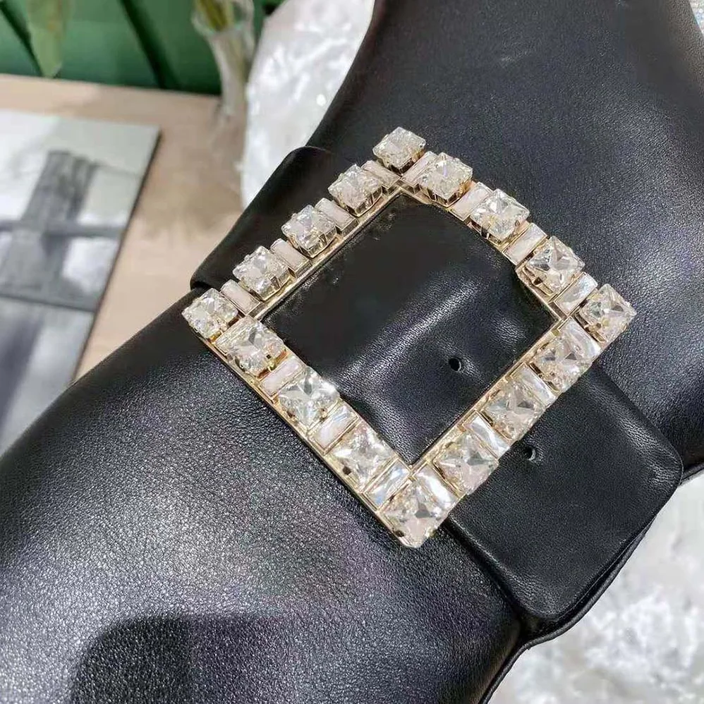 Roger Vivier Pointy Strass Buckle Boots in Leather for Women