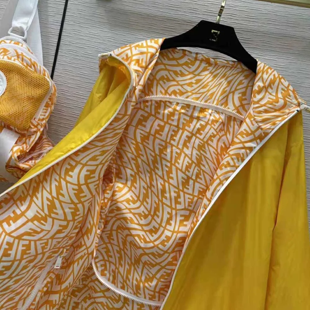 Fendi Windbreaker Yellow Nylon Jacket for Women Fendi Windbreaker Yellow Nylon Jacket for Women