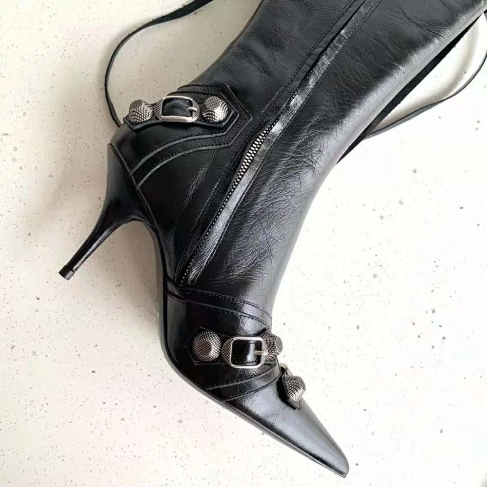 Balenciaga Cagole 90mm Boot in Black Arena Lambskin for Women