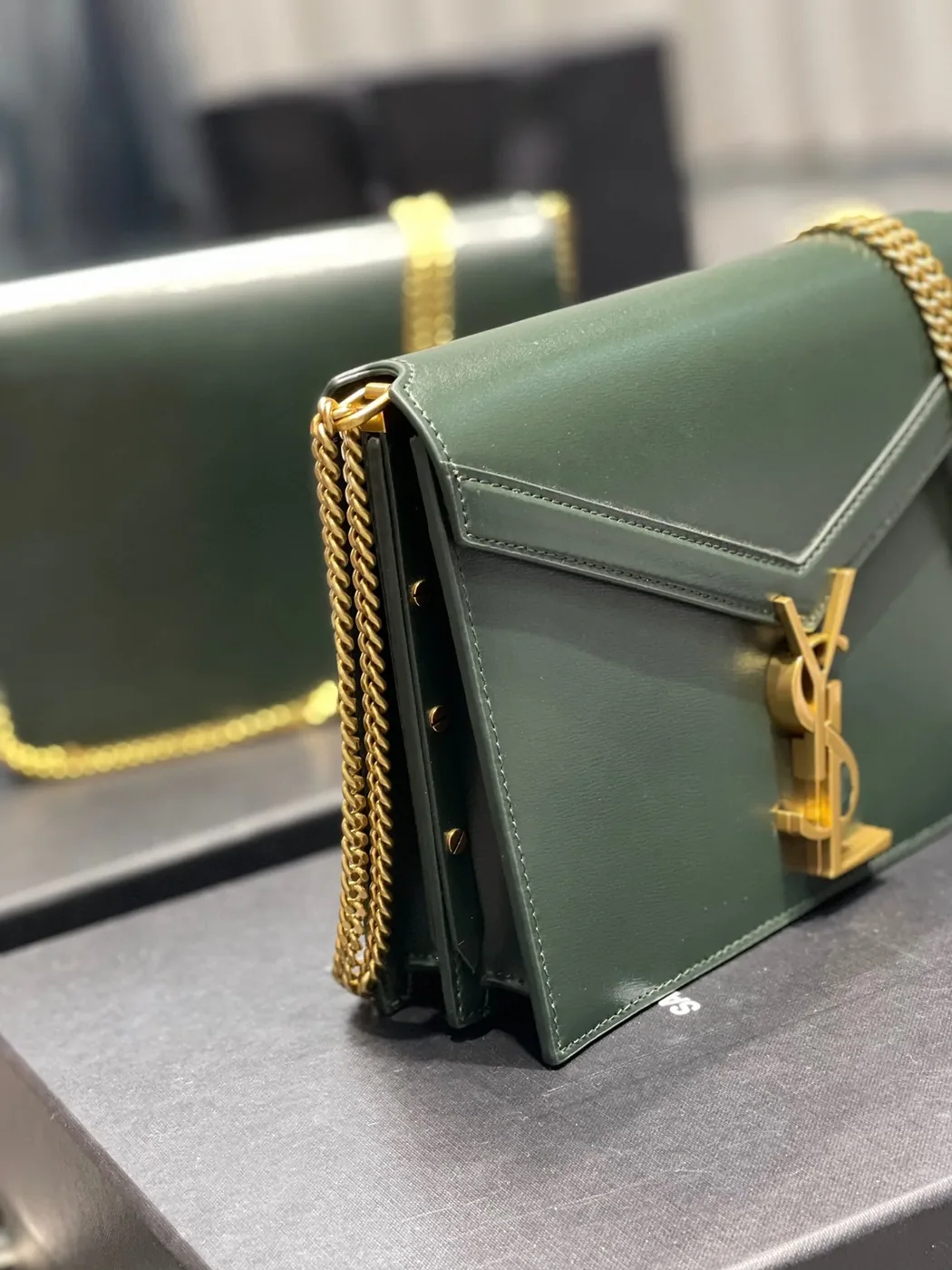 Saint Laurent Cassandra Medium Shoulder Bag in Green Gold Hardware Saint Laurent Cassandra Medium Shoulder Bag in Green Gold Hardware