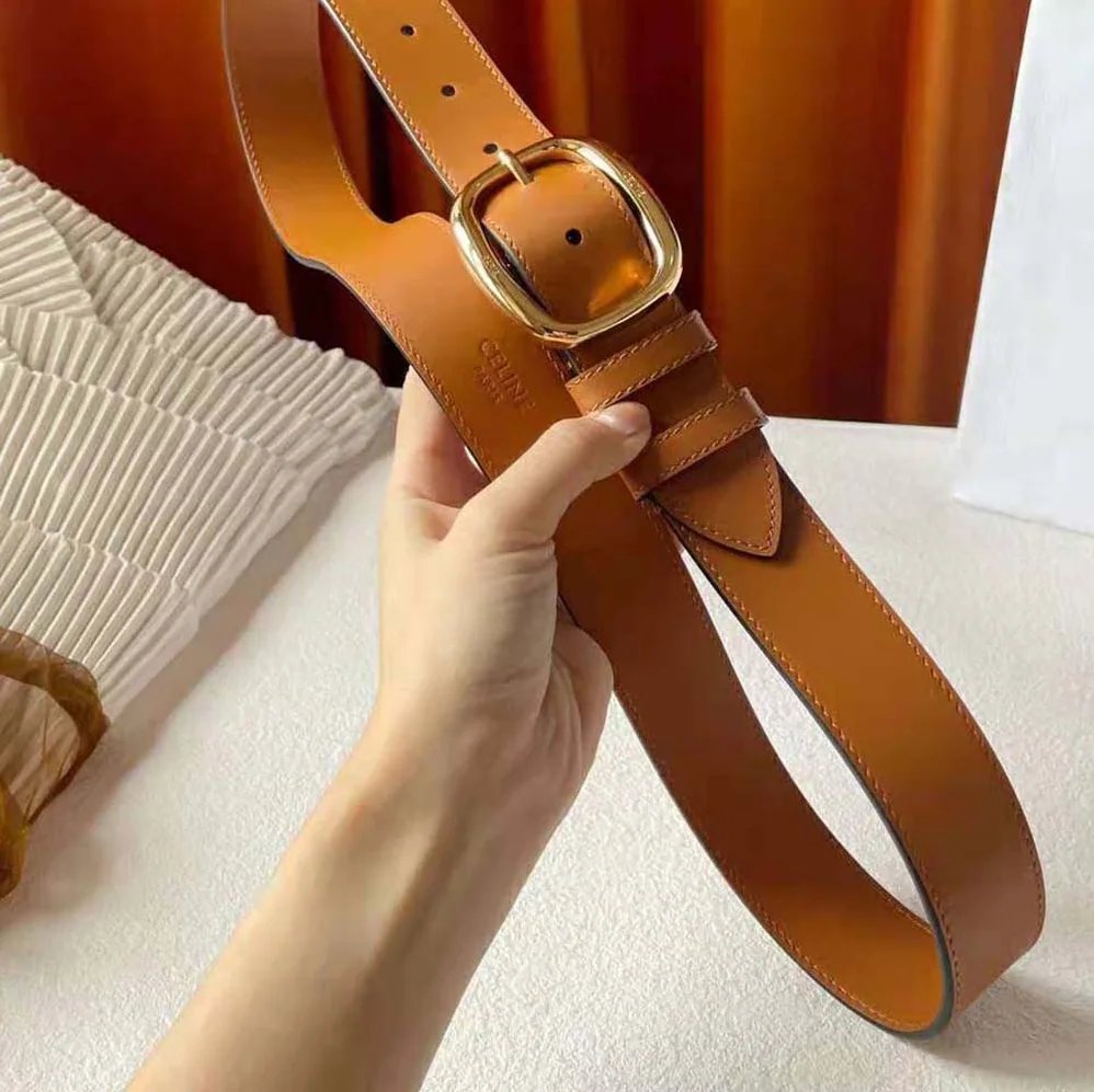 Celine Medium Twin Triomphe Belt in Vintage Calfskin for Women in Brown