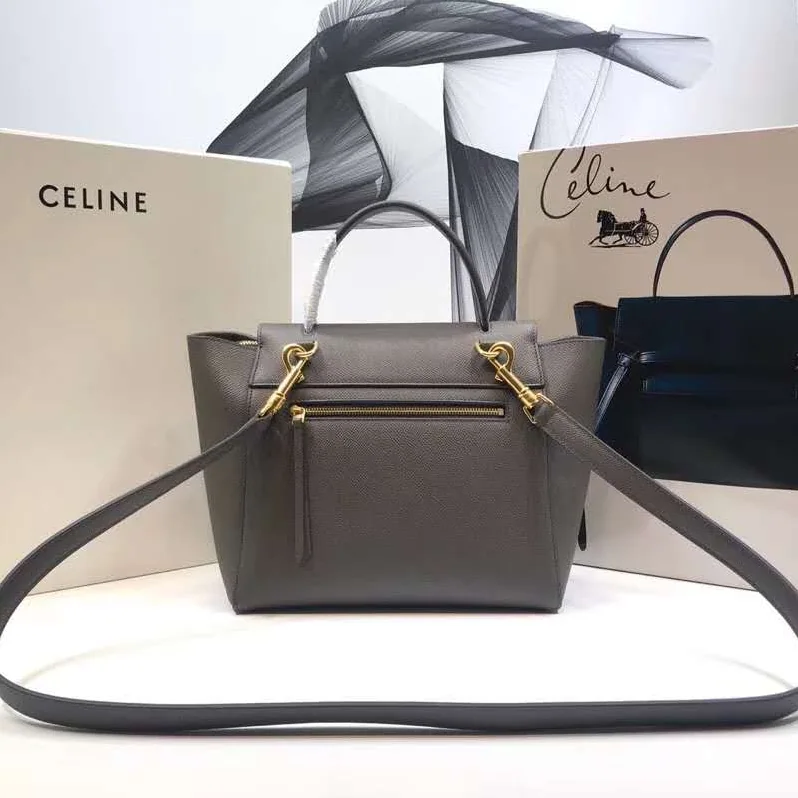 Celine Micro Belt Bag in Grained Calfskin for Women in Silver