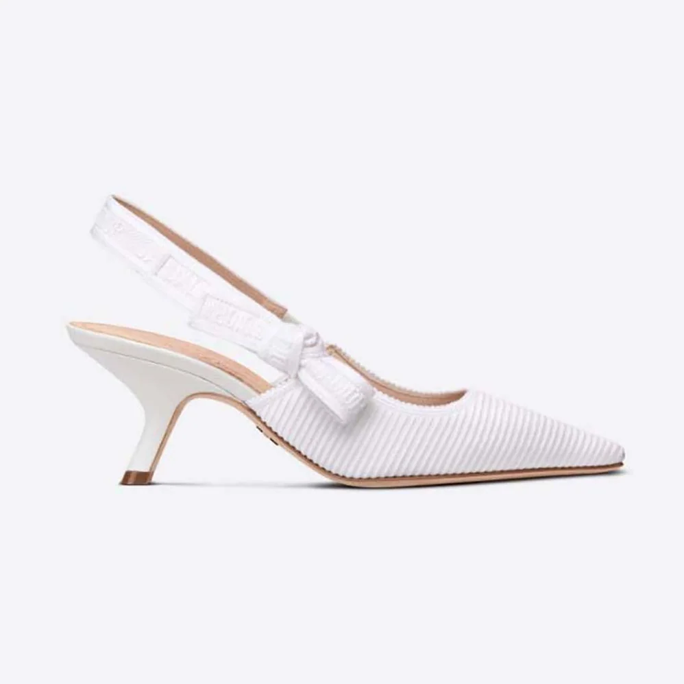 Dior J Adior Slingback Pump White Cotton Embroidery for Women Dior J Adior Slingback Pump White Cotton Embroidery for Women