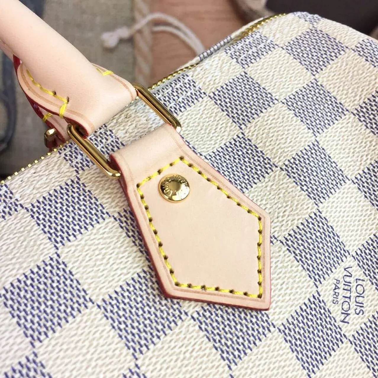 Louis Vuitton Speedy 30 Top Handle Bag / White/ Multicoloured Damier Azur Canvas Gold Hardware