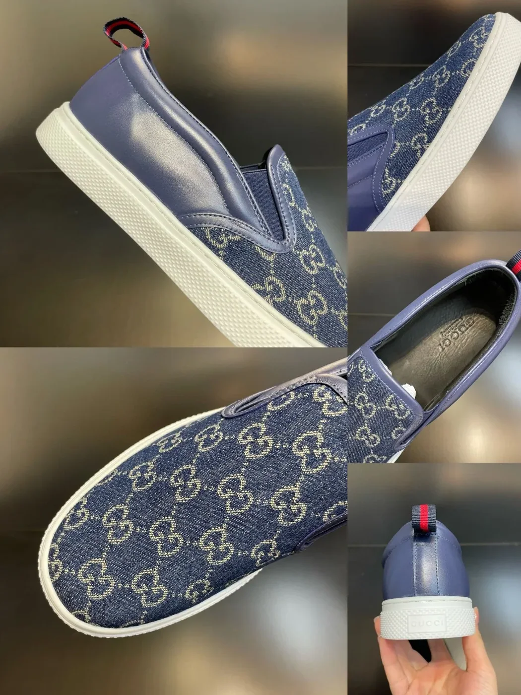 Gucci GG Supreme Slip for Men in on Sneaker Blue Gucci GG Supreme Slip for Men in on Sneaker Blue