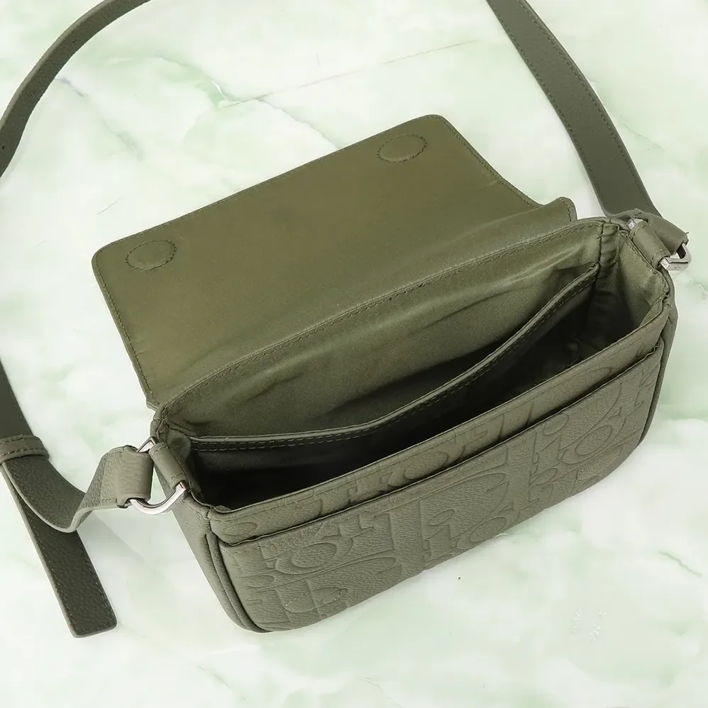 Dior Messenger Bag with Flap Khaki Dior Gravity Leather and Khaki Grained Calfskin for Men Dior Messenger Bag with Flap Khaki Dior Gravity Leather and Khaki Grained Calfskin for Men