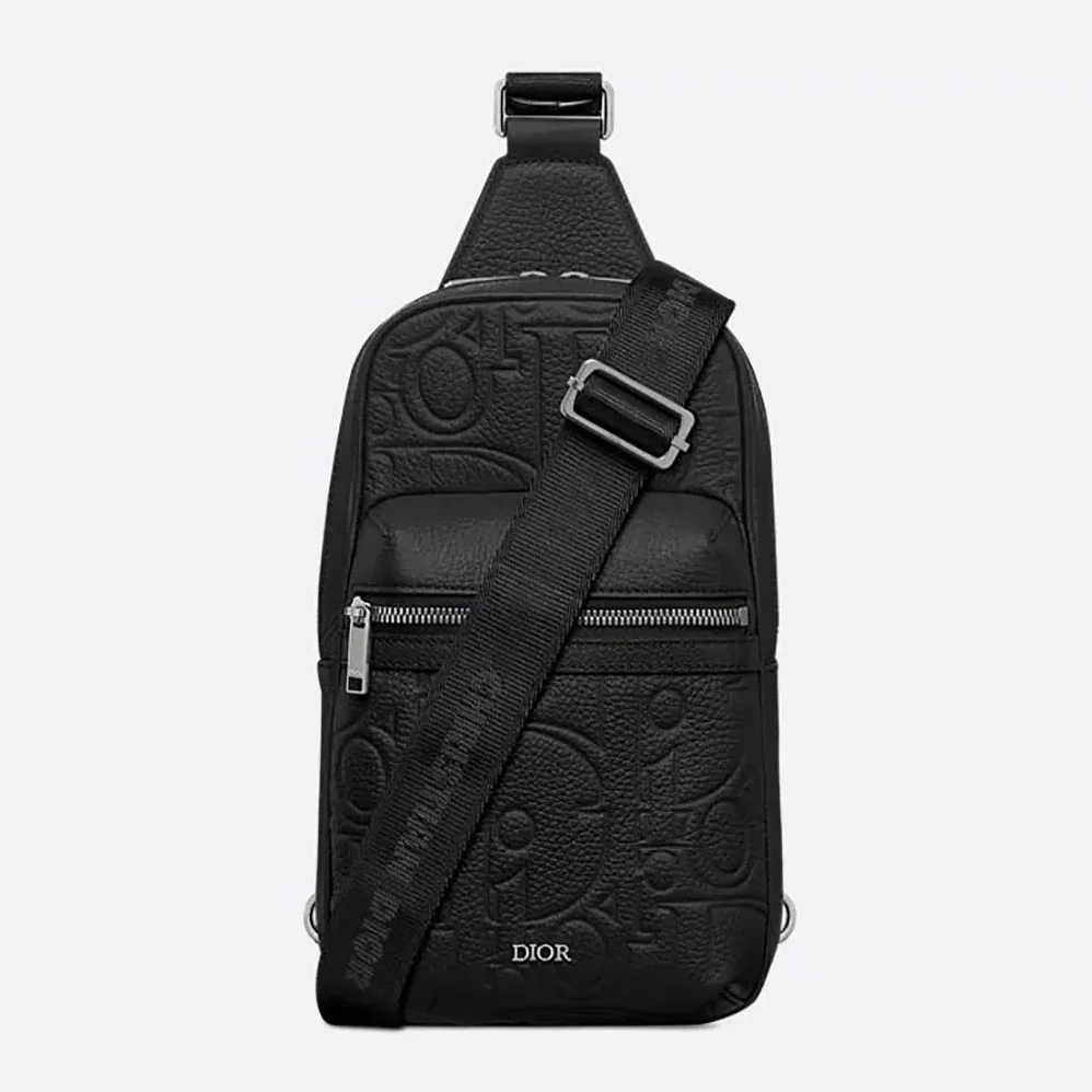 Dior Rider 2.0 Sling Bag Black Dior Gravity Leather and Black Grained Calfskin for Men