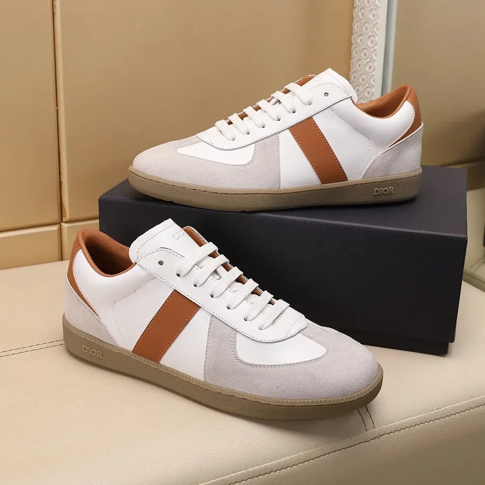 Dior B01 Matchpoint Sneaker Cognac and White Smooth Calfskin with White Suede for Unisex