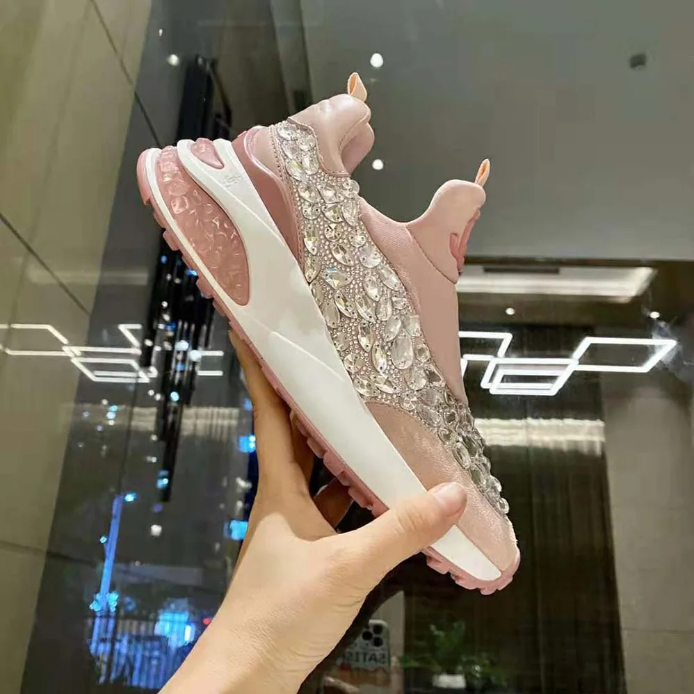 Jimmy Choo Memphis/F Ballet Pink Mix Neoprene and Leather Low Top Trainers for Women