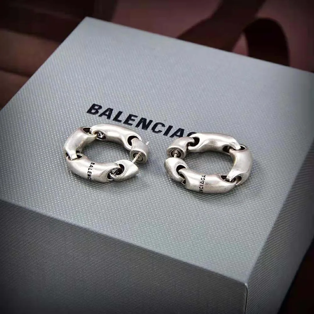 Balenciaga Solid 2.0 Earrings in Silver Brass for Women