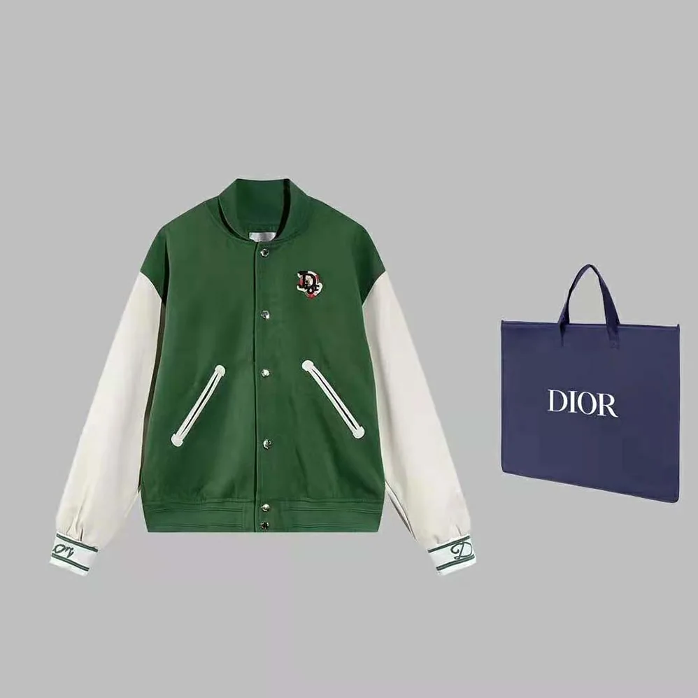 Dior Tears Blouson Green Leather Wool and Cashmere for Men
