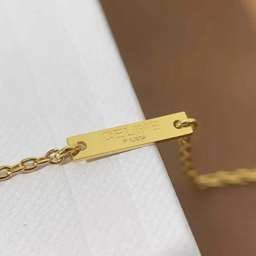Celine Triomphe Sliding Necklace in Brass with Gold Finish for Women Celine Triomphe Sliding Necklace in Brass with Gold Finish for Women