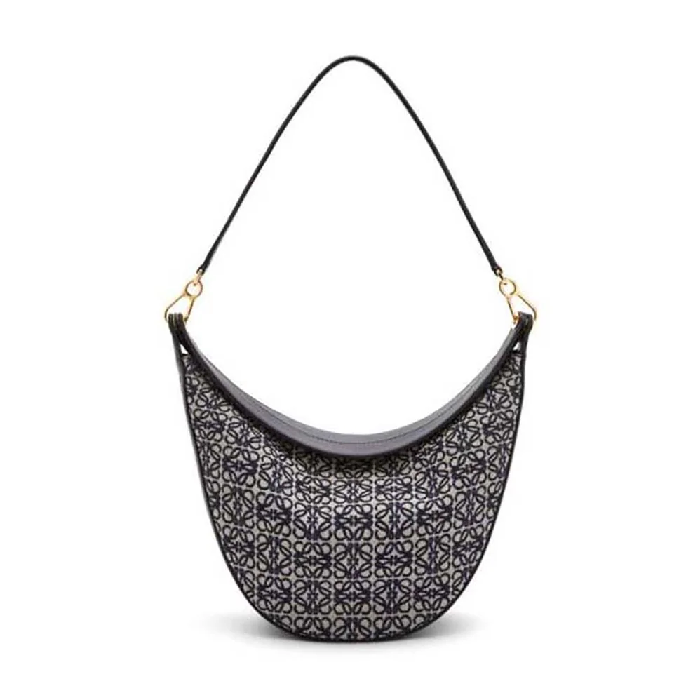 Loewe Luna Bag in Anagram Jacquard and Classic Calfskin for Women in Black