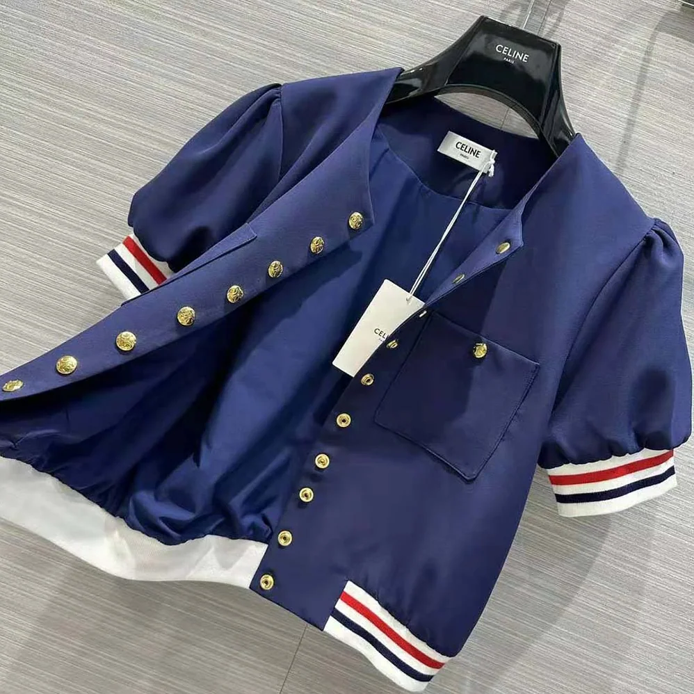 Celine Cardigan Jacket in Cotton Gabardine for Women in Navy