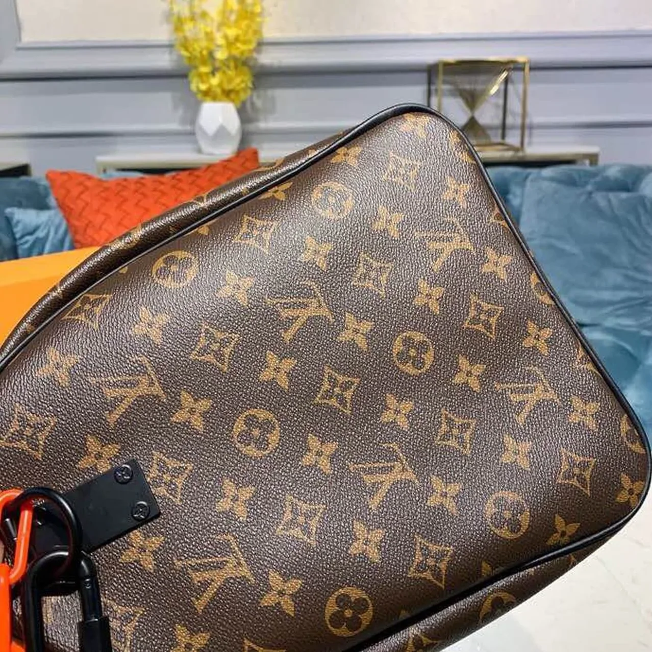 Louis Vuitton Keepall Bandouliere 50 Travel Bag / Black in Orange Monogram Black Hardware Louis Vuitton Keepall Bandouliere 50 Travel Bag / Black in Orange Monogram Black Hardware