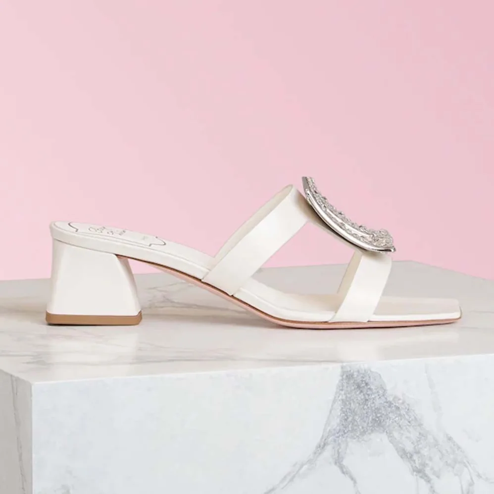 Roger Vivier Bikiviv' Strass Mules for Women in White Roger Vivier Bikiviv' Strass Mules for Women in White