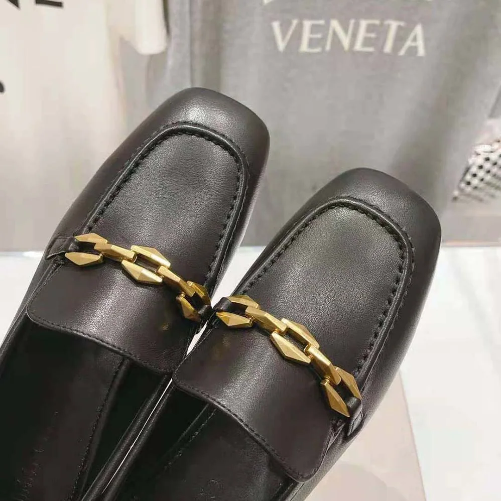 Jimmy Choo Diamond Tilda Loafer Black Calf Leather Loafers with Chain Embellishment for Women Jimmy Choo Diamond Tilda Loafer Black Calf Leather Loafers with Chain Embellishment for Women