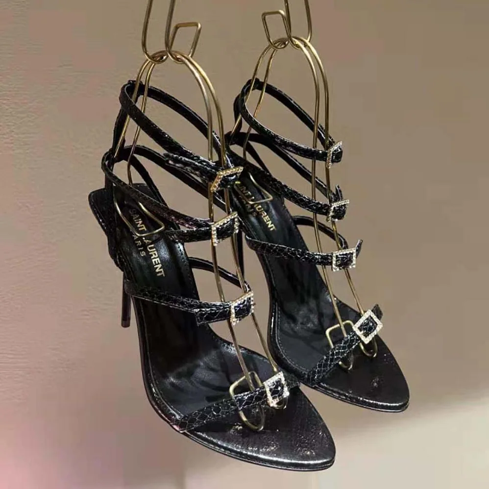 Saint Laurent YSL Nuit Sandals in Lacquered Ayers for Women Saint Laurent YSL Nuit Sandals in Lacquered Ayers for Women