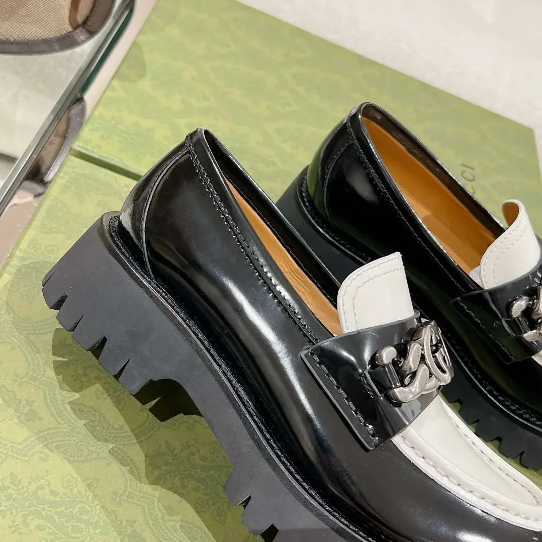 Chanel Moccasins Black in White