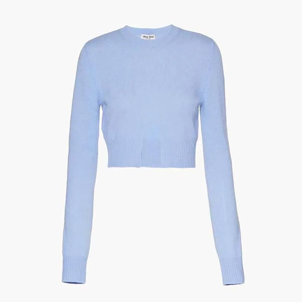 Miu Miu Cashmere Crew-Neck Sweater for Women in Blue