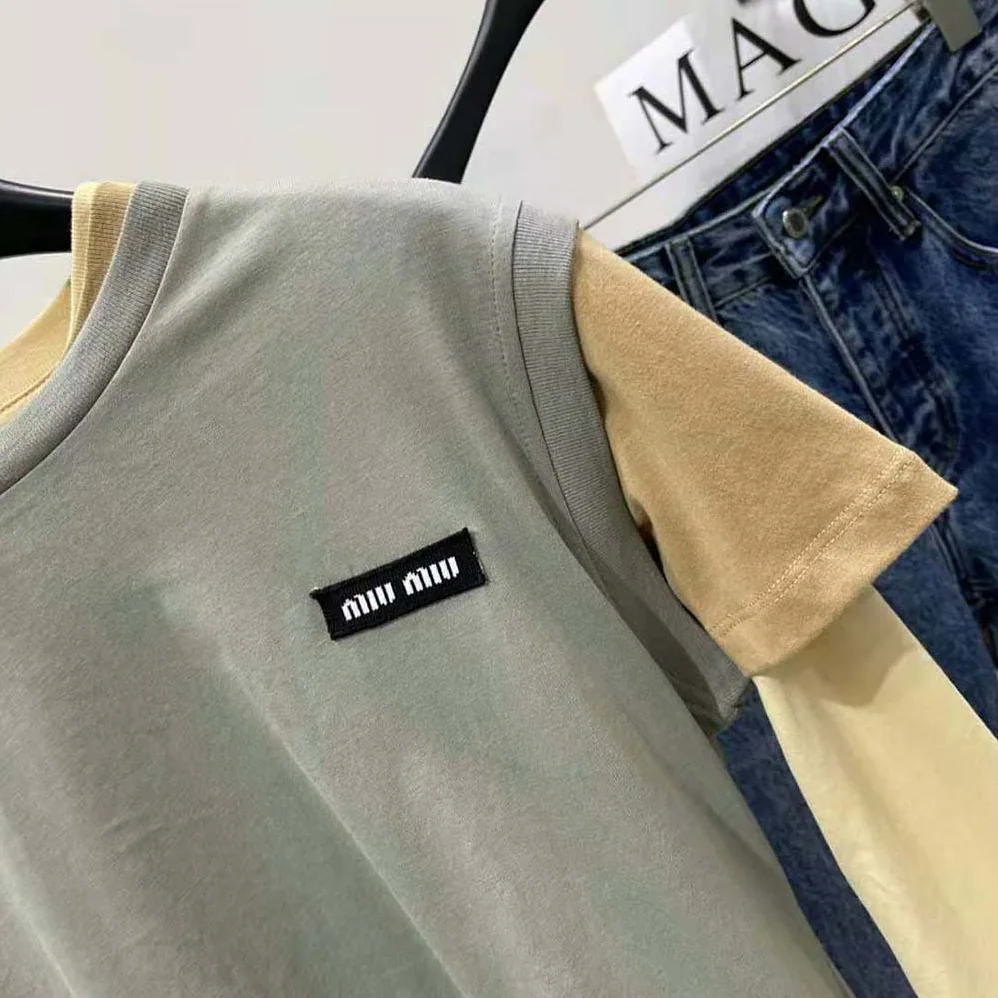 Miu Miu Set of 3 Jersey T for Women in shirts with Logo Patch Miu Miu Set of 3 Jersey T for Women in shirts with Logo Patch