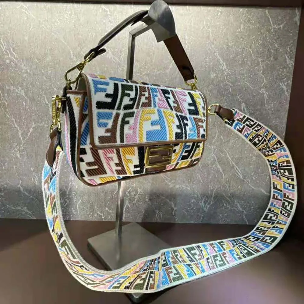 Fendi Baguette Multicolor Embroidered Canvas Bag for Women Fendi Baguette Multicolor Embroidered Canvas Bag for Women