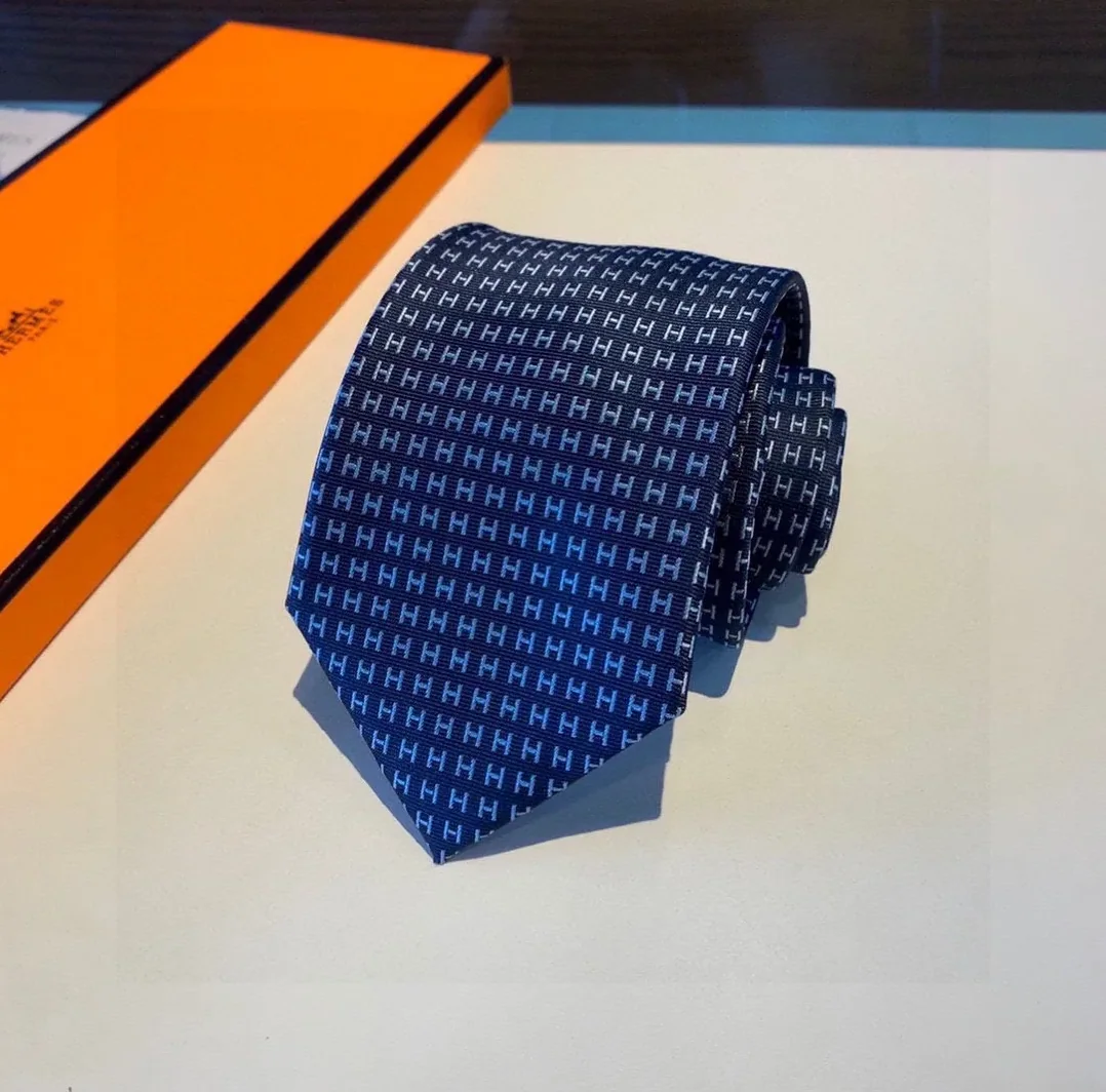 Hermes Faconnee H Bicolore Tie Marine/Bleu Hermes Tie 17 for Men Hermes Faconnee H Bicolore Tie Marine/Bleu Hermes Tie 17 for Men