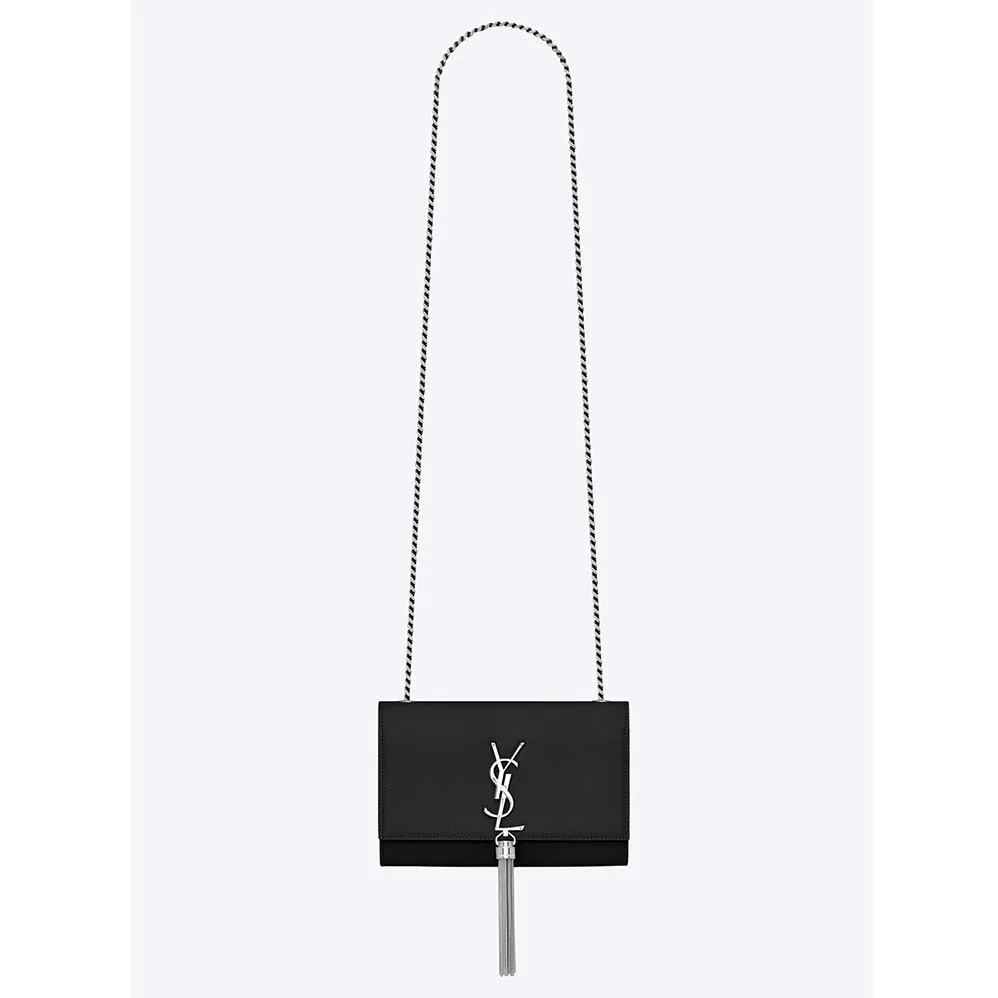 Saint Laurent YSL Kate Chain Tassel Bag Black Textured for Women
