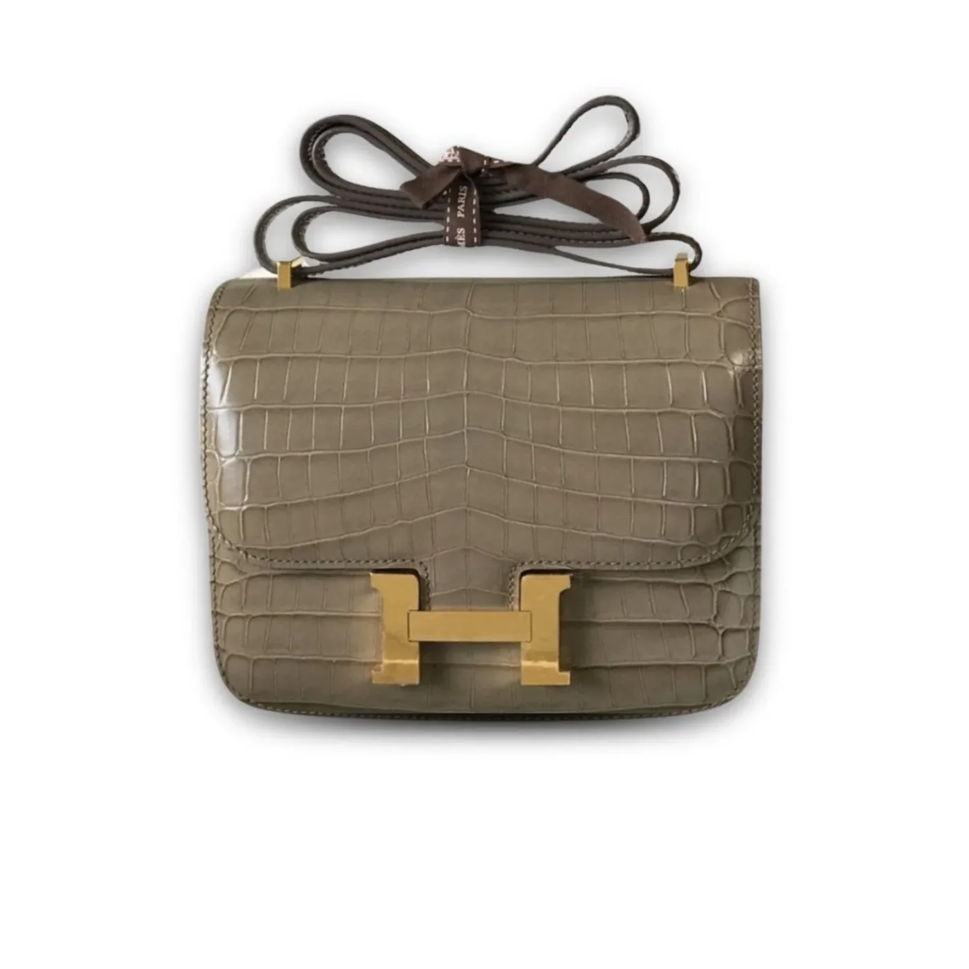 Hermes Mini Constance Bag Grey Gold Color Hardware /