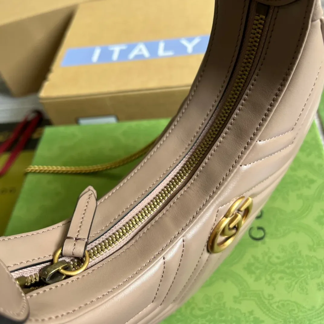 Gucci Marmont Half Moon Shaped Mini Bag Beige Gucci Marmont Half Moon Shaped Mini Bag Beige