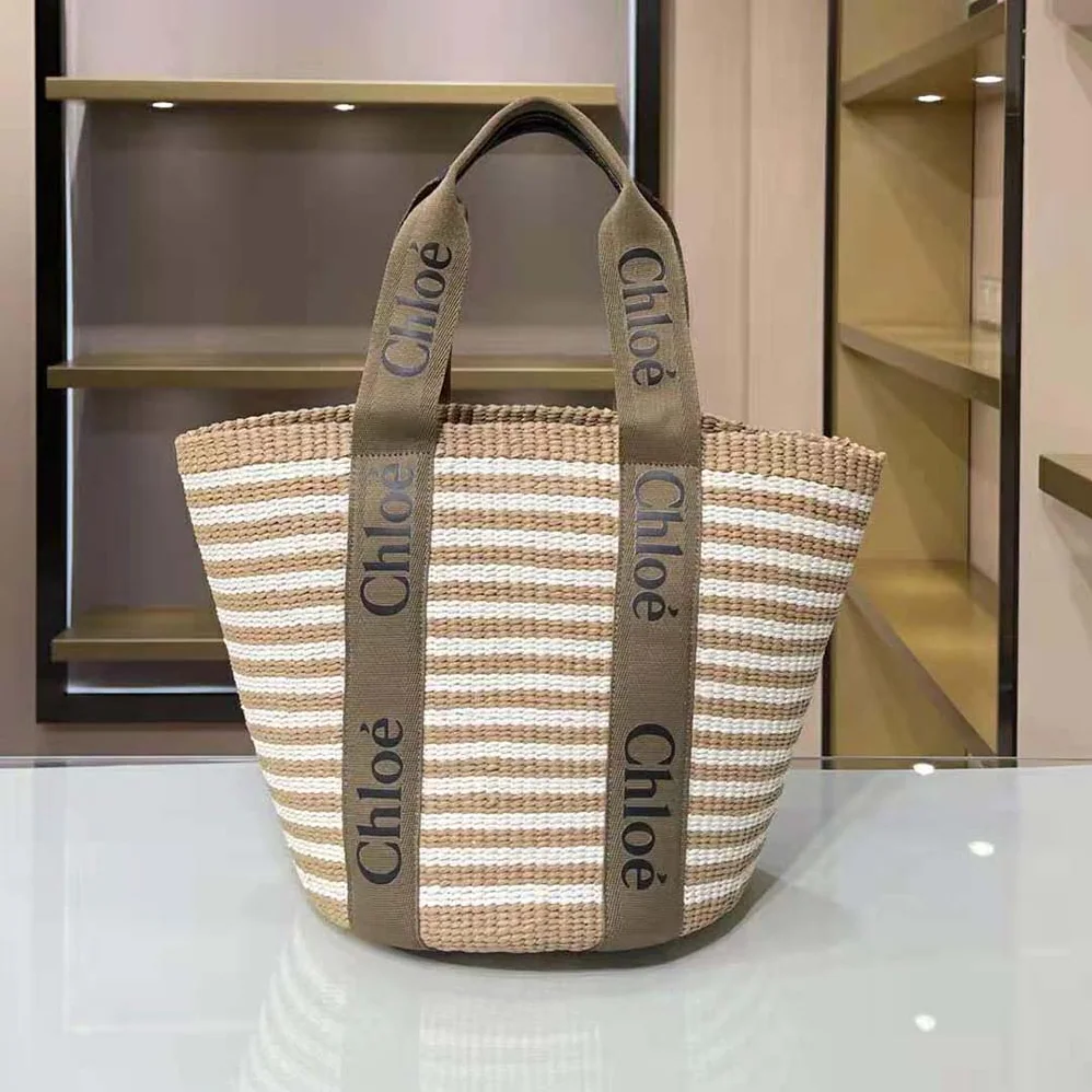 Chloe Large Woody basket in Fair-Trade Paper with the Woody Ribbon for Women