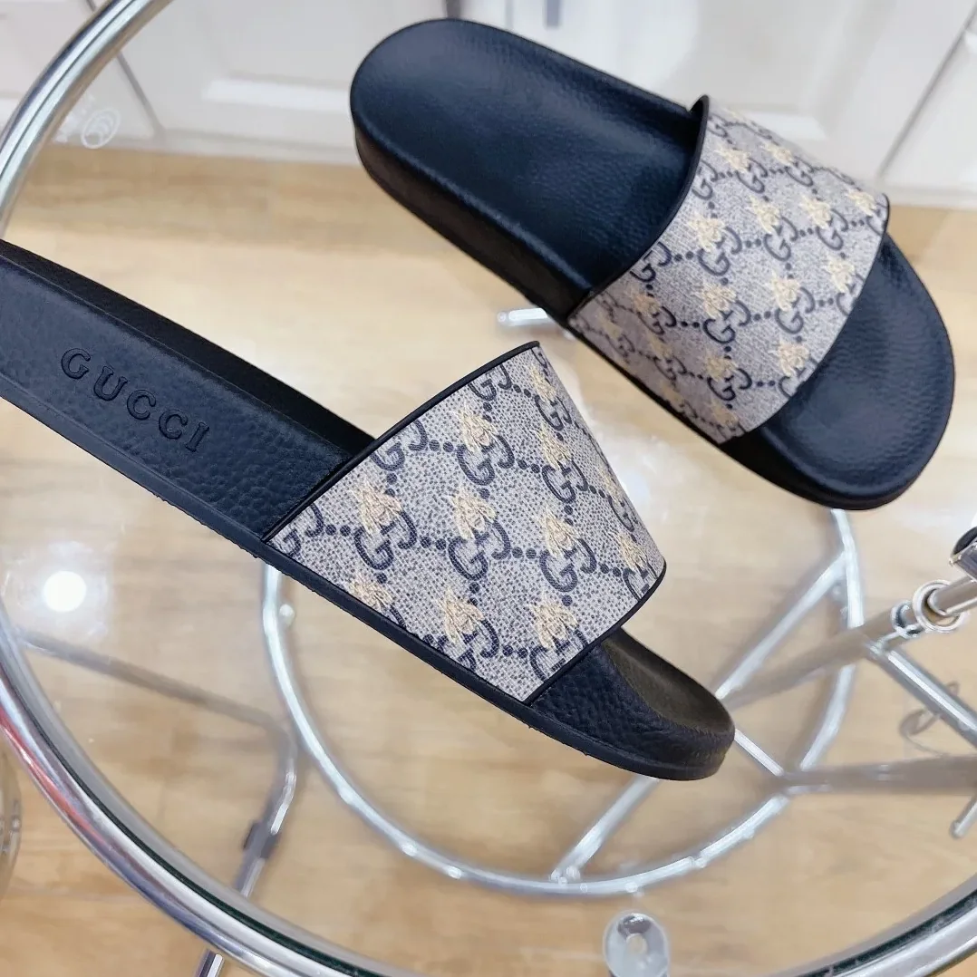 Gucci GG Slide Sandal With Bees Black for Women Gucci GG Slide Sandal With Bees Black for Women