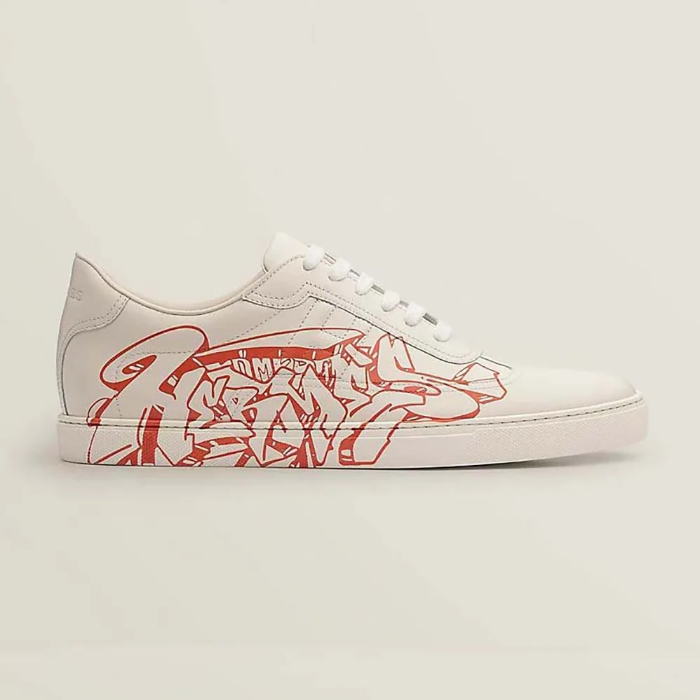 Hermes Quicker Sneaker in Calfskin with Graff Hermes Print and Iconic H Detail for Women