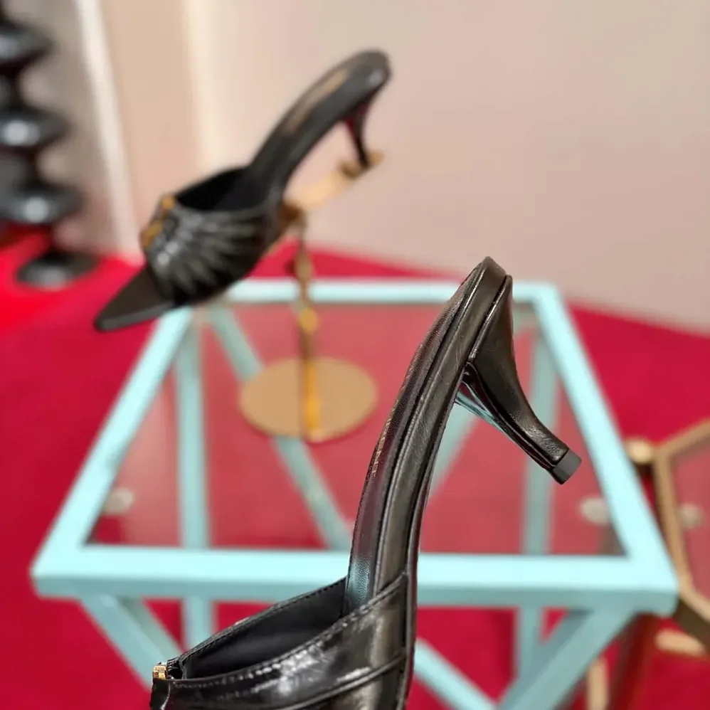 Saint Laurent YSL Babylone Mules In Smooth Leather Black for Women