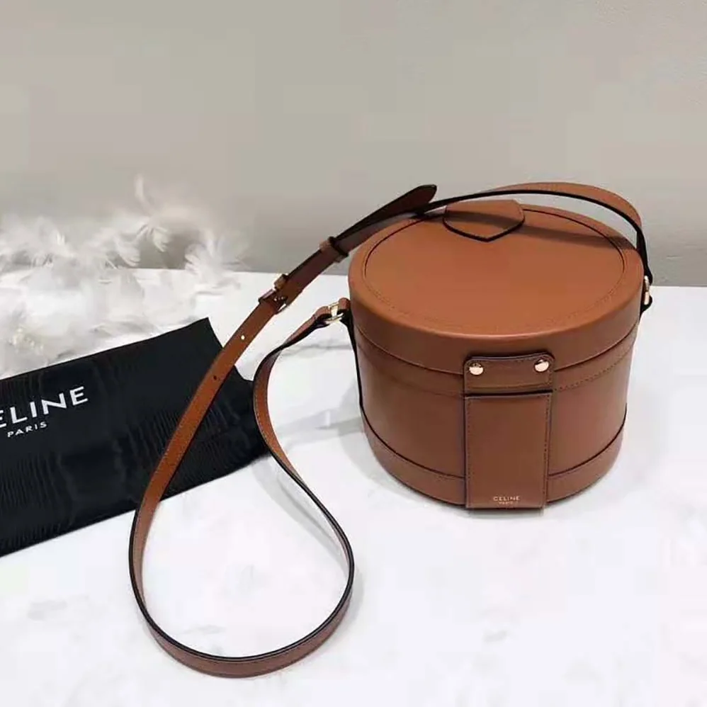 Celine Medium Tambour Bag in Smooth Calfskin for Women in Brown