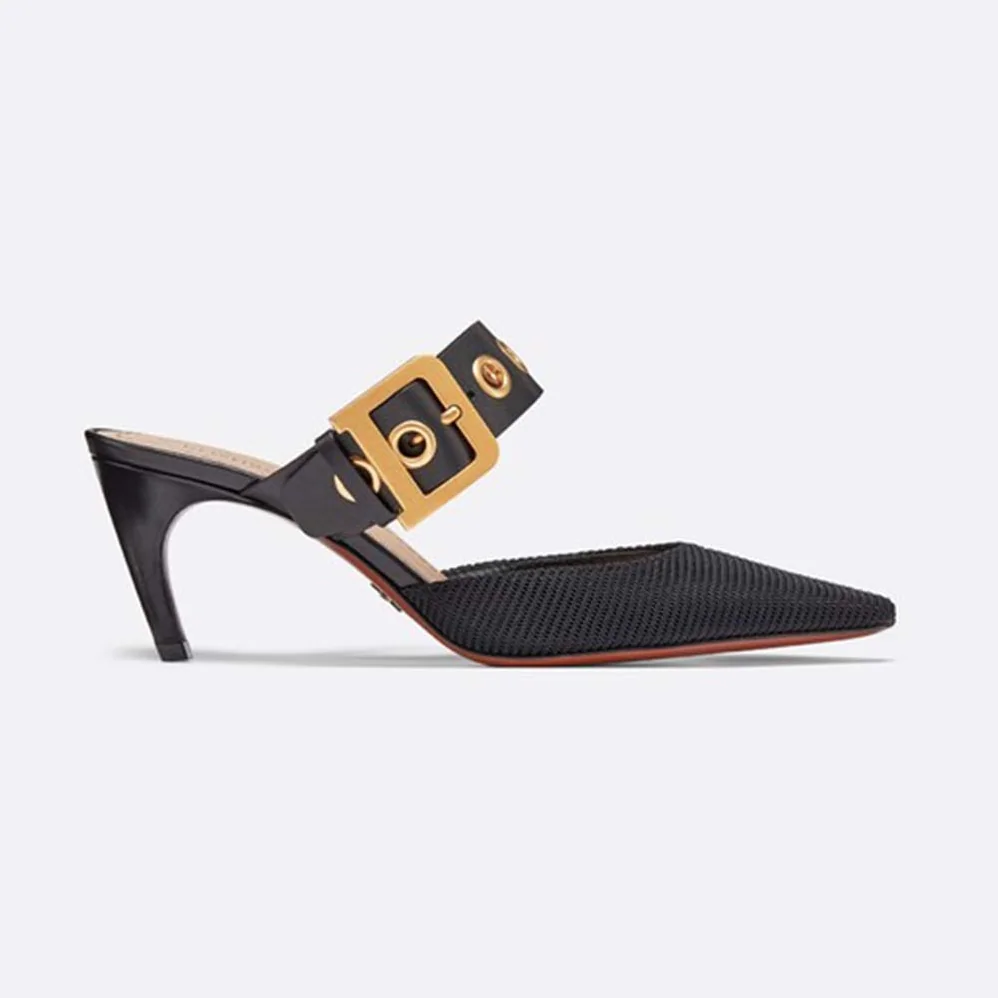 Dior D-Dior Mule Technical Canvas Calfskin 6.5 cm Heel for Women in Black