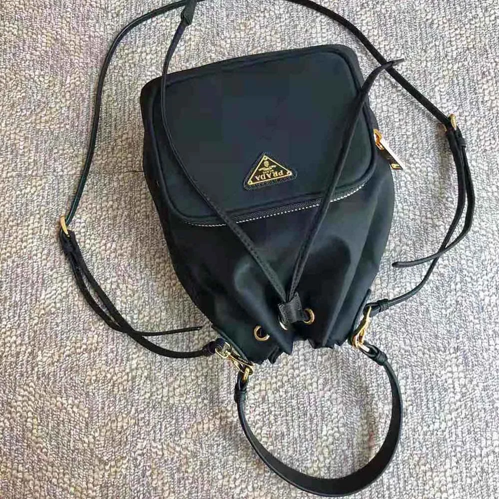 Prada Duet Re-Nylon Shoulder Bag for Women in Black