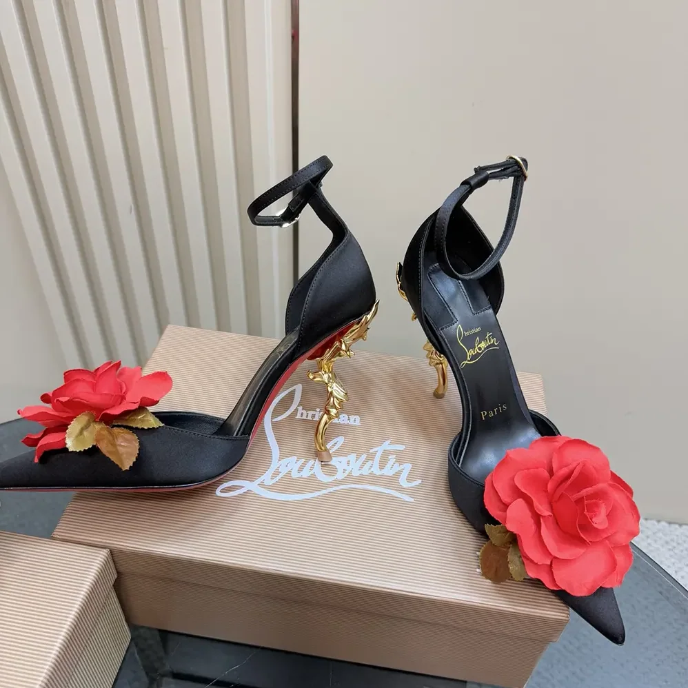 Christian Louboutin Bellarose 100 mm Strappy Pumps Crepe Satin for Women in Black Christian Louboutin Bellarose 100 mm Strappy Pumps Crepe Satin for Women in Black