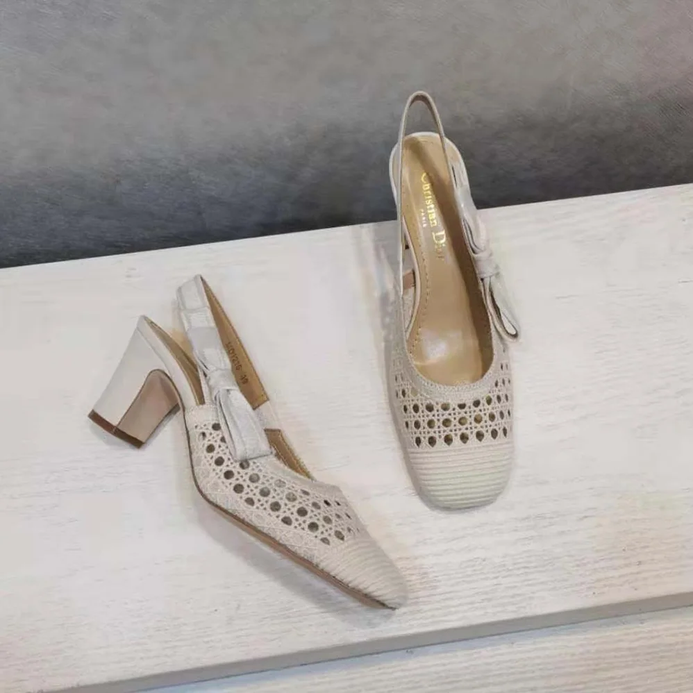 Dior Dior and Moi Slingback Pump Cream Cannage Embroidered Mesh for Women