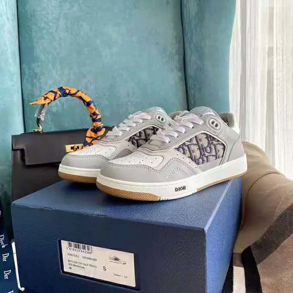 Dior B27 Low-Top Sneaker Smooth Calfskin with Dior Oblique Jacquard for Men in Silve