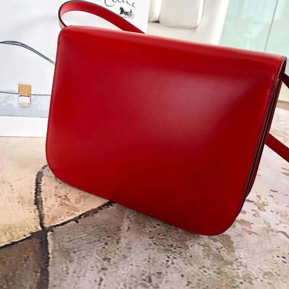 Celine Small Classic Bag in Box Calfskin Leather for Women in Red