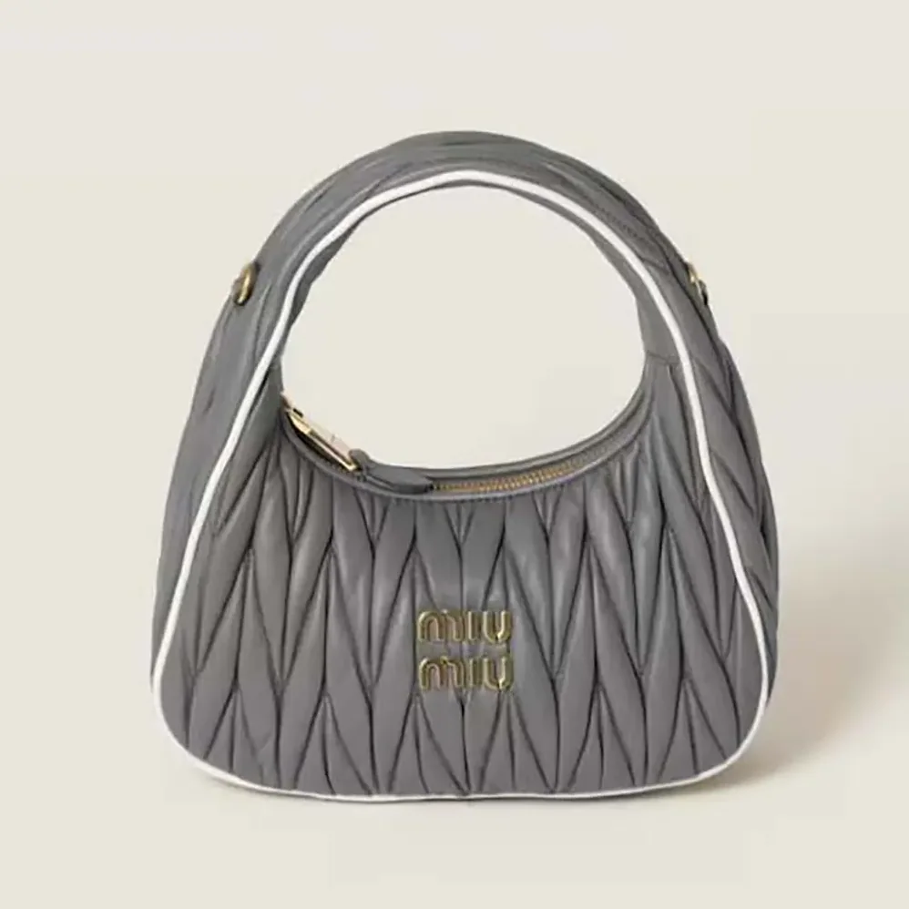 Miu Miu Wander matelassé nappa leather bag for Women in Gray/White Miu Miu Wander matelassé nappa leather bag for Women in Gray/White