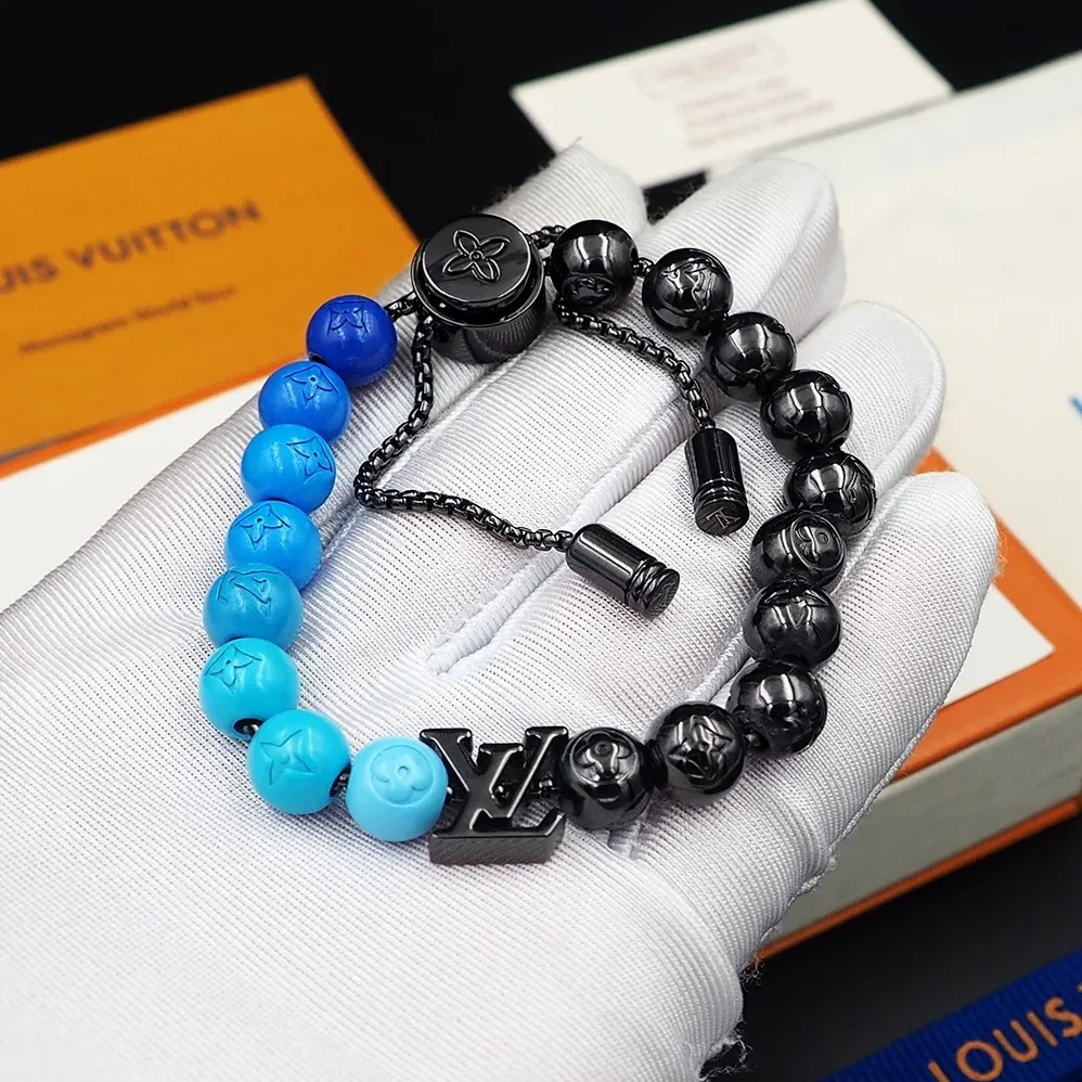 Louis Vuitton Beads Bracelet Blue in Black Louis Vuitton Beads Bracelet Blue in Black