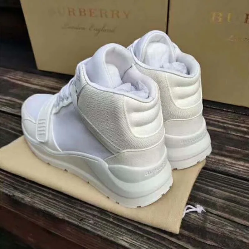 Burberry Shoes Suede and Neoprene High-top Sneakers for Women in White Burberry Shoes Suede and Neoprene High-top Sneakers for Women in White