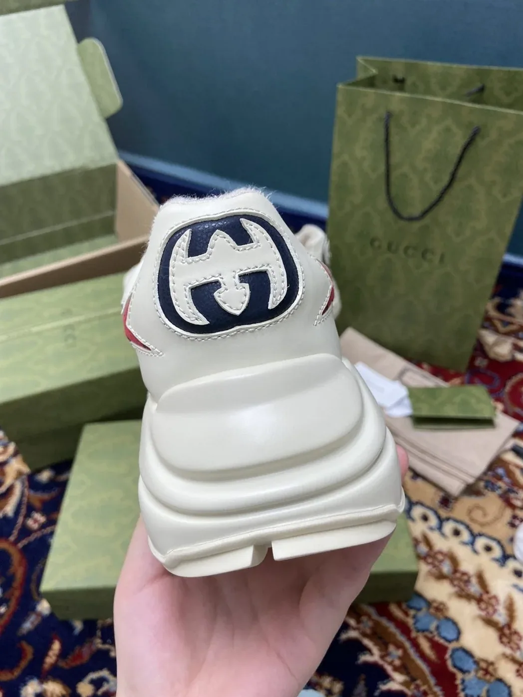 Gucci Rhyton Sneaker With Red Stars White Ivory Gucci Rhyton Sneaker With Red Stars White Ivory